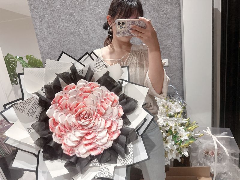 黑白小香風大花(36張/52張) 有錢花,鈔票花,金錢花,生日禮物,聖誕禮物,求婚禮物,禮物