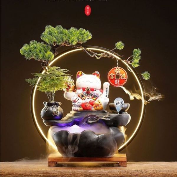 創意流水招財貓/中式送禮/開幕禮物 