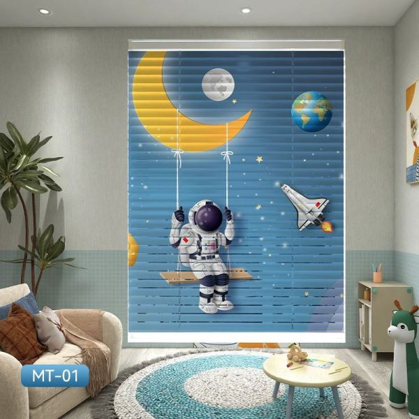兒童房太空人百葉簾/鋁合金百葉窗/免打孔 