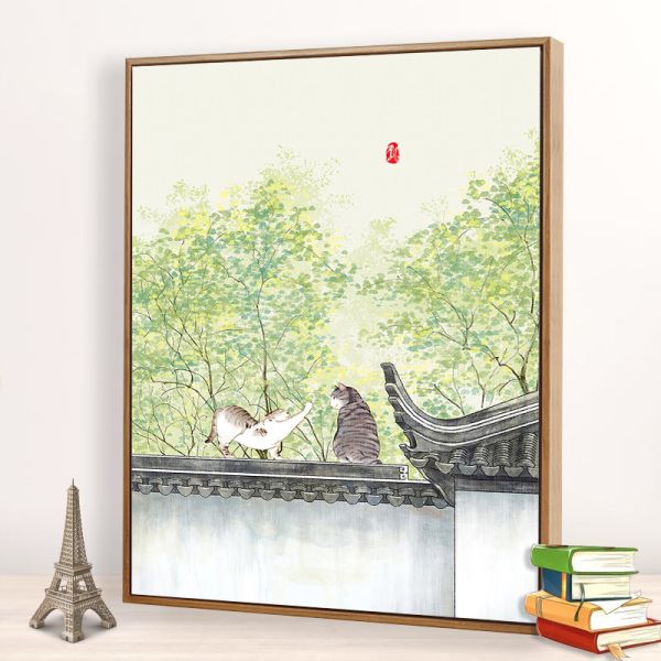 數字油畫diy 卡通 貓咪 減壓 簡易畫 臥室裝飾 手繪 手工填色畫【畫板+足量顏料+畫筆+簡易支架】 