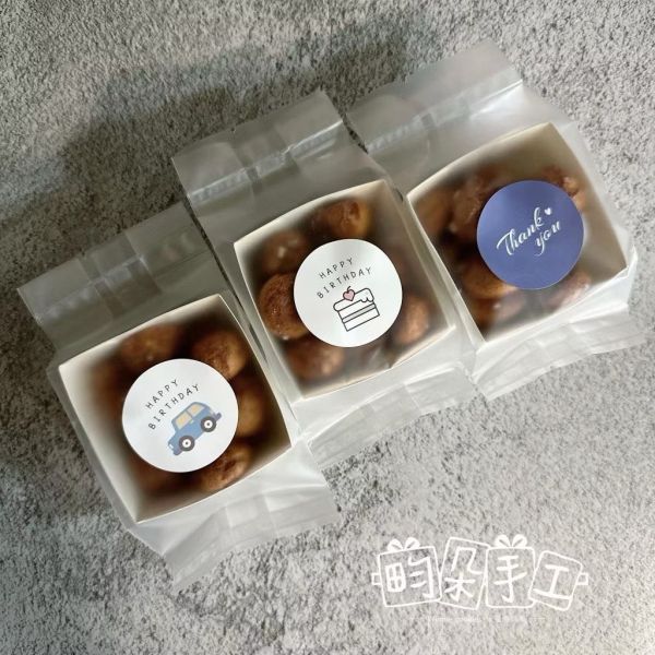 珍珠糖泡芙-THANKS貼紙 餅乾分享包 手工餅乾 幼兒園分享禮 奶油餅乾 生日餅乾 生日禮 珍珠糖泡芙
