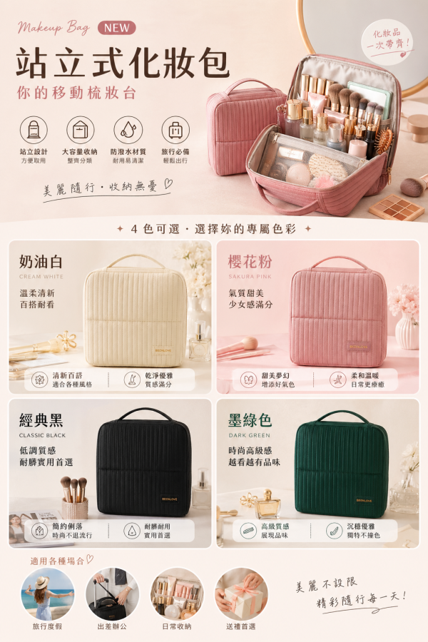 直立式多功能化妝包 