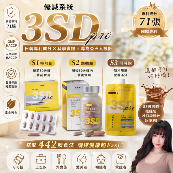 【KC】3SD優減系統 S1控前錠/S2燃動艙/S3可可飽 