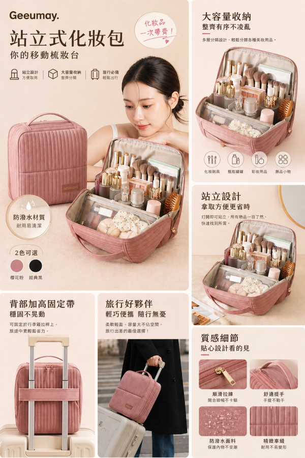 直立式多功能化妝包 