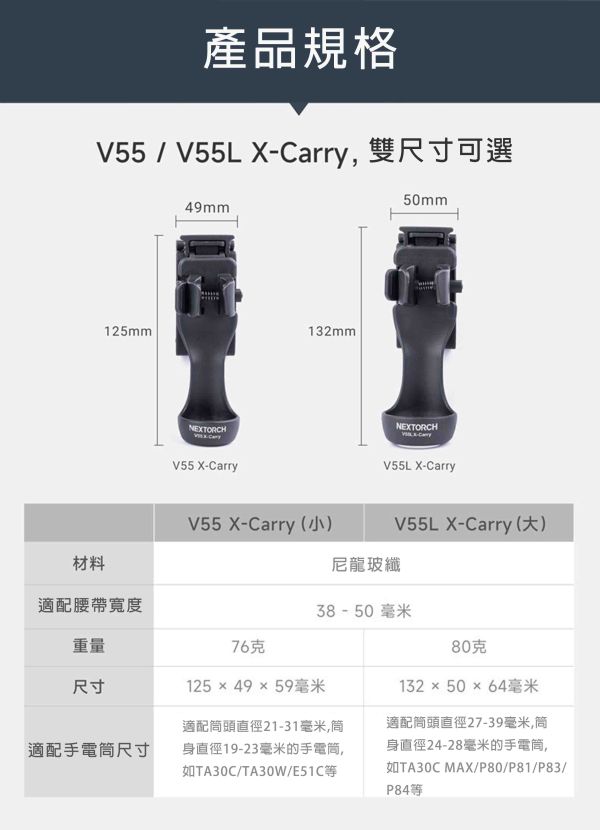 NEXTORCH納麗德-V55/V55L快拔電筒套 通用性最高的電筒套模組 