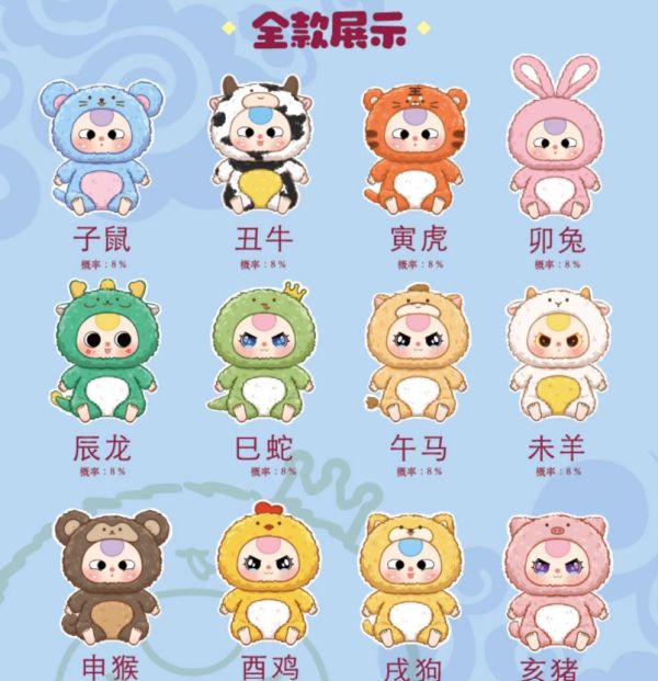 娃三歲十二生肖毛絨系列盲盒 