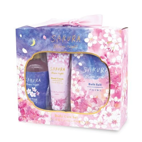 櫻花季限定 sakura moon night櫻花香浴鹽+護手霜+沐浴乳+沐浴球禮盒 櫻花季限定 sakura moon night櫻花香浴鹽+護手霜+沐浴乳+沐浴球禮盒