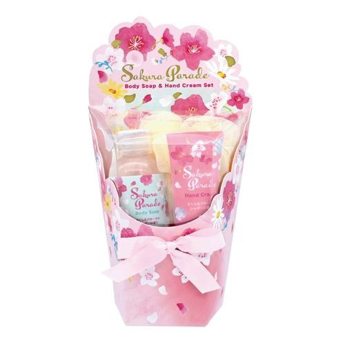 櫻花季限定 sakura parade櫻花香沐浴乳+護手霜+沐浴球組 櫻花季限定 sakura parade櫻花香沐浴乳+護手霜+沐浴球組