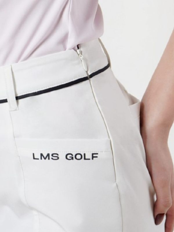 LMS女款 斜口袋顯瘦高爾夫短褲經典白 