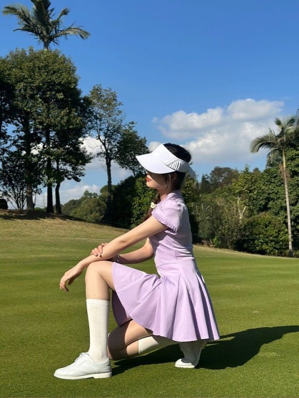SG春夏新品韓版蓬蓬袖修身款高爾夫洋裝 