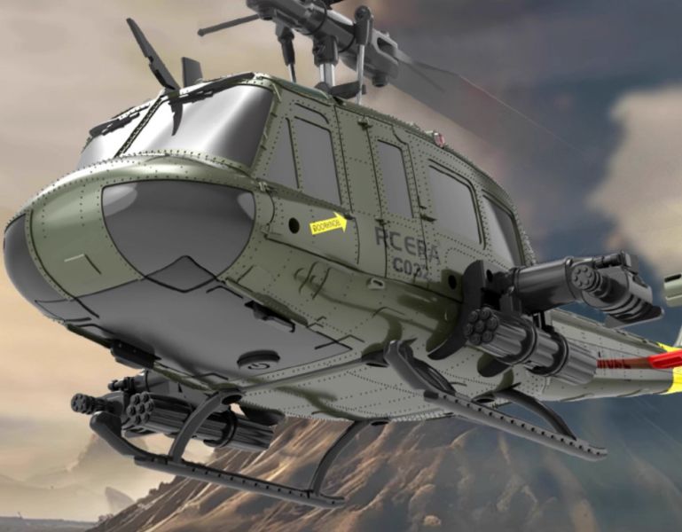 032 1/48  ERA C032 休伊 UH-1 氣壓定高+光流定位+TOF雷射定位 直升機(綠色+武裝掛載) 