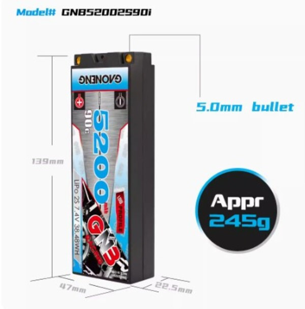 GNB高能量5200mAh 2S 7.4V 90C 