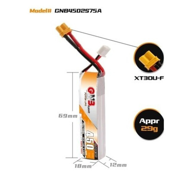 MOBULA 8穿越機FPVGNB高能 450mAh 2S 7.4V 75C航模鋰 平衡充遙控 