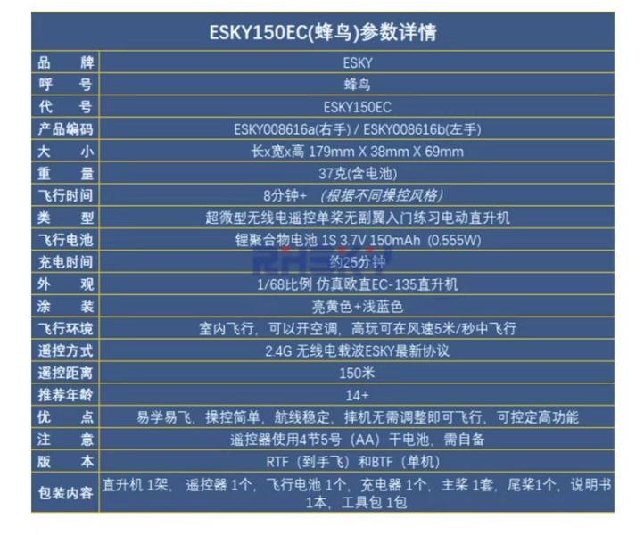 ESKY150EC蜂鳥 