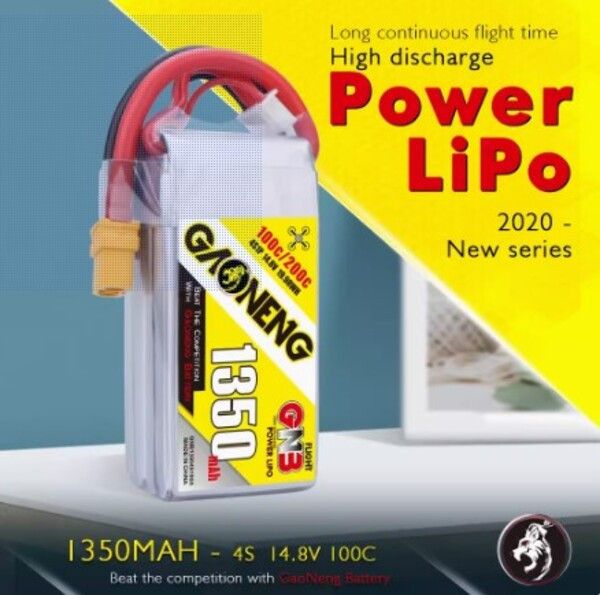 高能量GNB 1350MAH 4S 100C 14.8V 航模四軸高倍率 