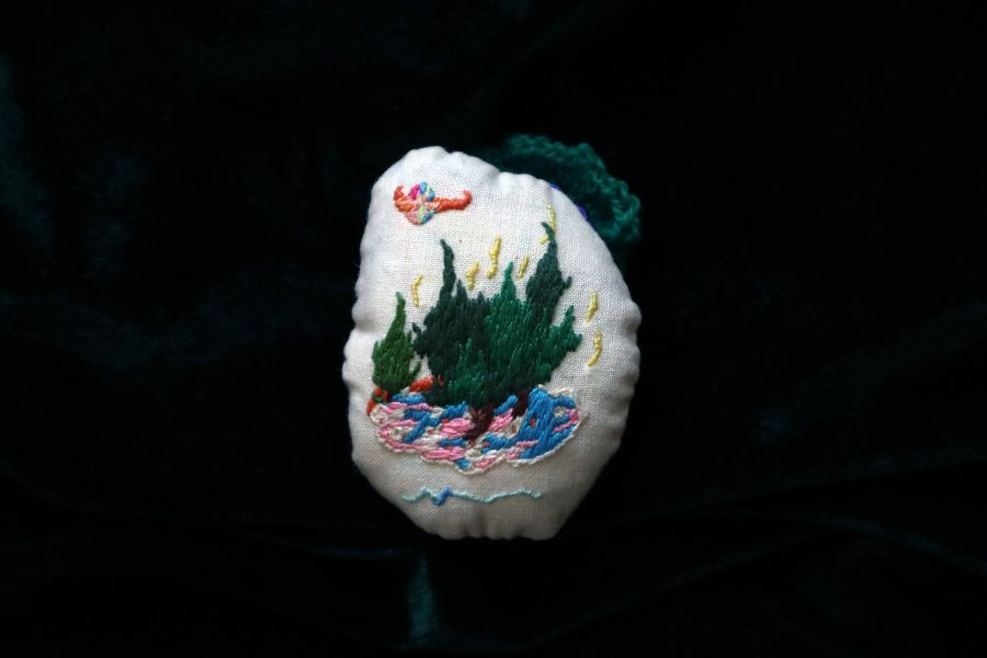 光之樹 / 小風景刺繡別針 刺繡