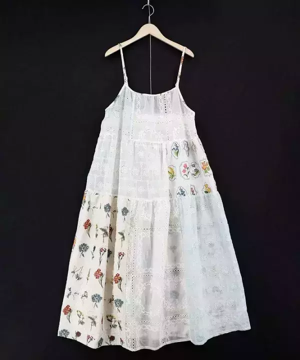 燒花拼接刺繡洋裝 