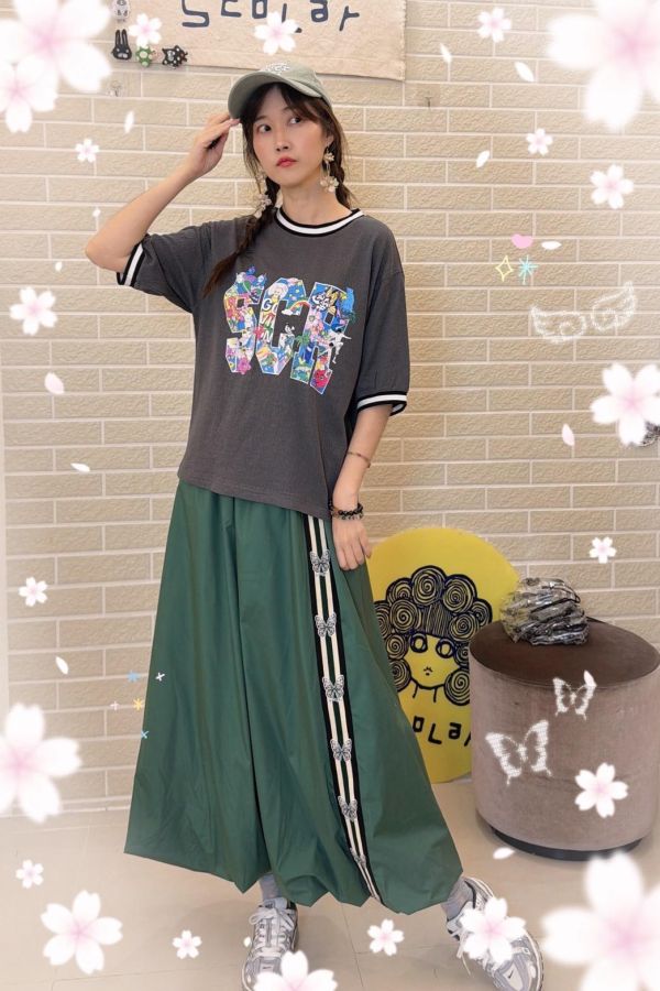 Sporty蝴蝶滾邊裙 