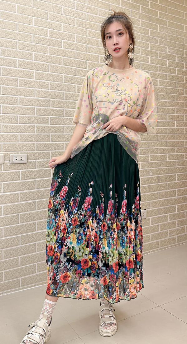 花卉百褶裙 