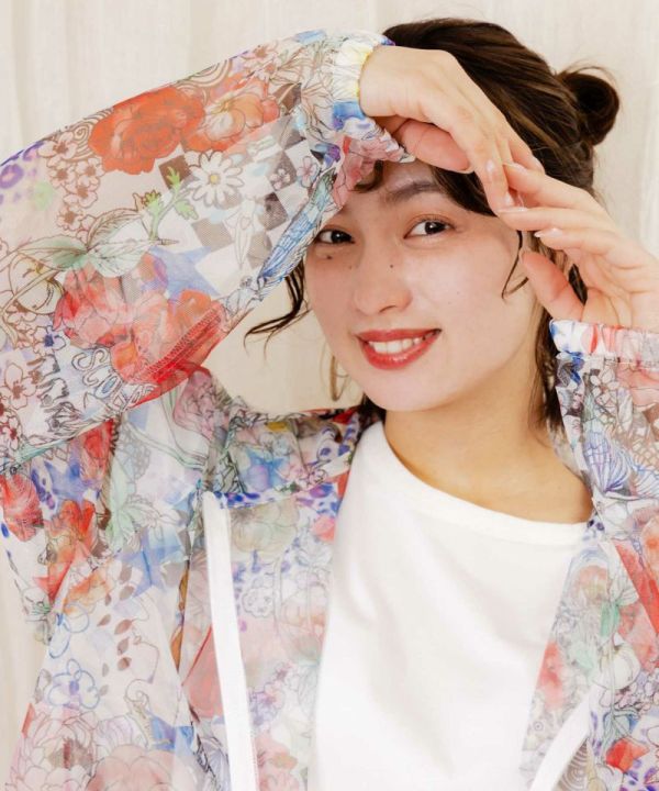 春漾透紗帽外套 