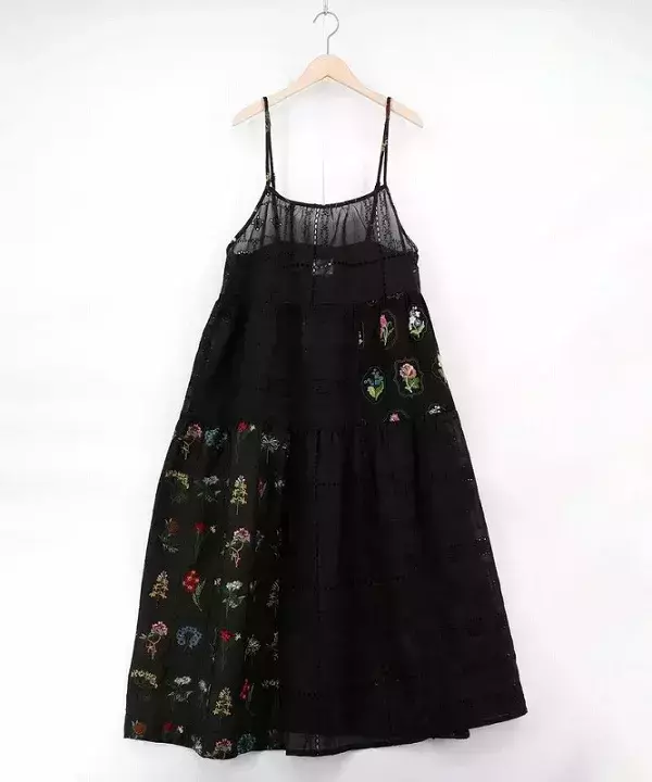 燒花拼接刺繡洋裝 