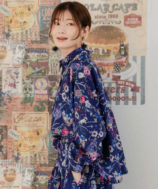 藤蔓花卉襯衫上衣 