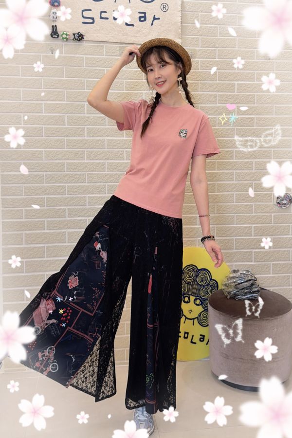 歐風蕾絲寬褲 