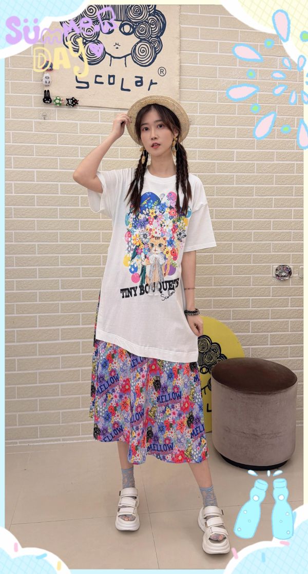 貓咪花束洋裝 