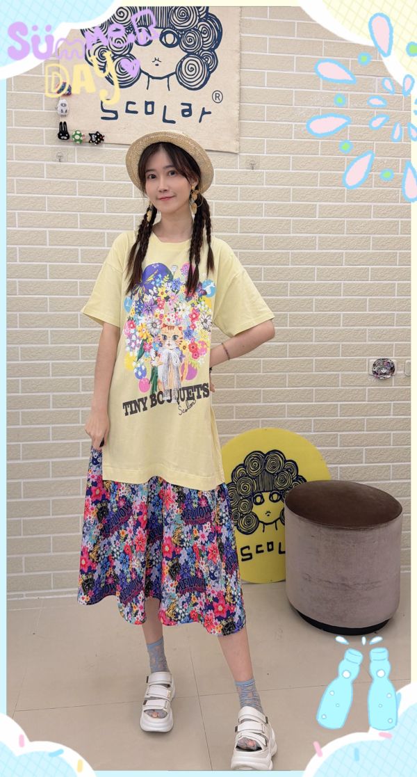貓咪花束洋裝 