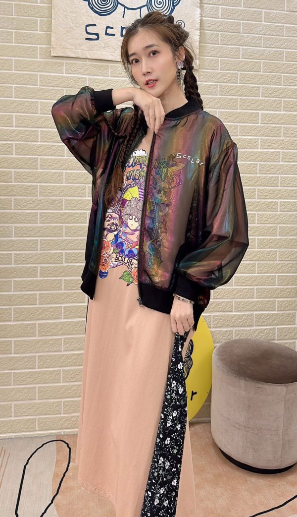 662貓咪光澤透紗夾克外套 