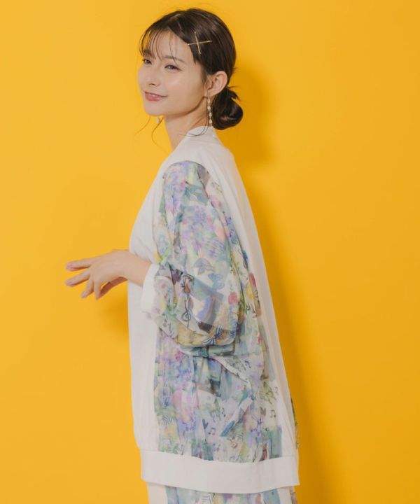 透紗袖Ｖ領外套 