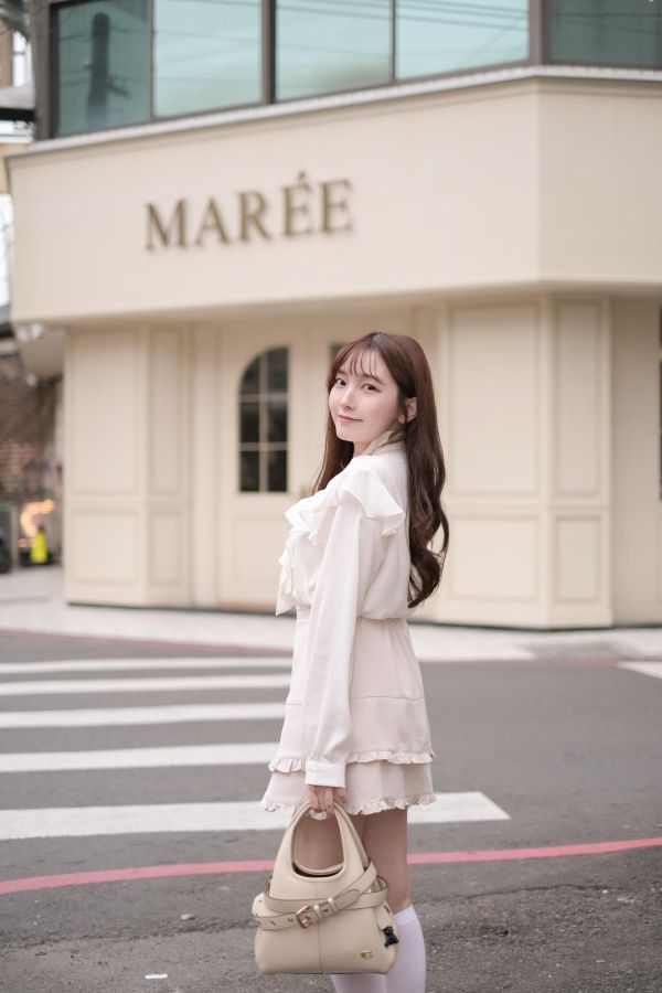 現貨- 氣質荷葉雪紡蛋糕短裙 