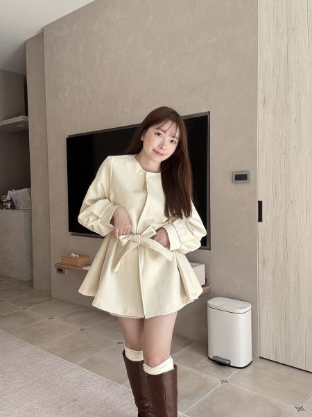 現貨- 法式蓬袖綁帶外套洋 