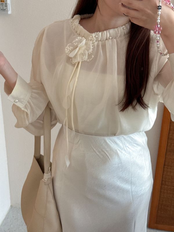 現貨- 熱銷補貨！氣質復古領珍珠上衣 