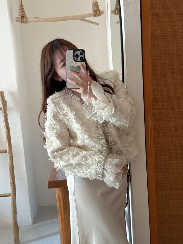 現貨- 闆娘自留！高訂製蕾絲珍珠小香外套 