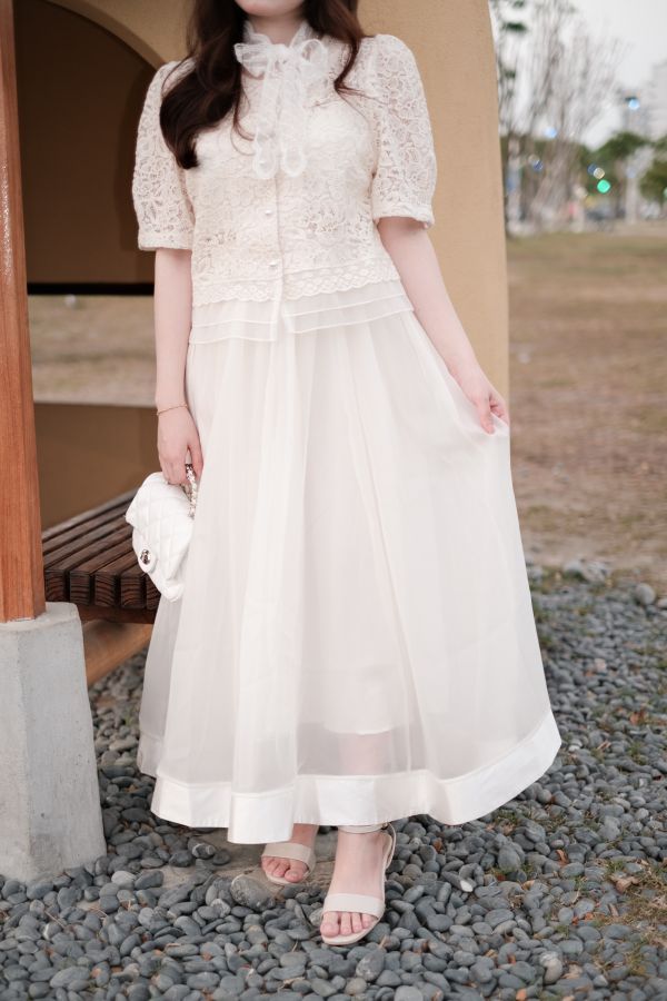 現貨- 婚紗首選！韓系緞面歐根紗裙 