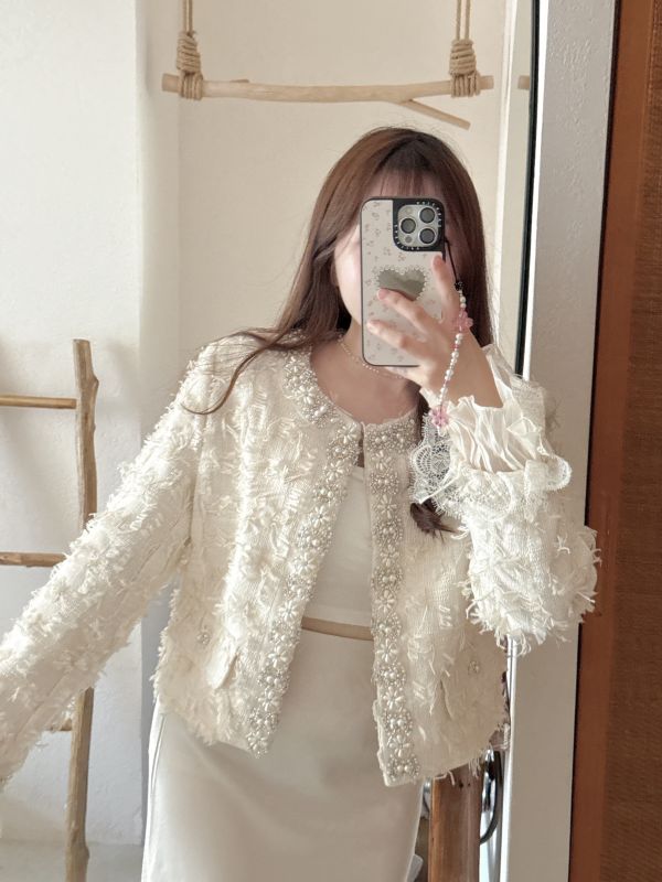 現貨- 闆娘自留！高訂製蕾絲珍珠小香外套 