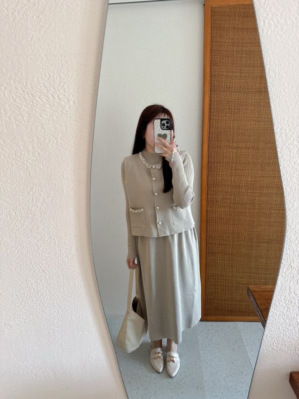 現貨- 必帶款！氣質珍珠針織套裝 