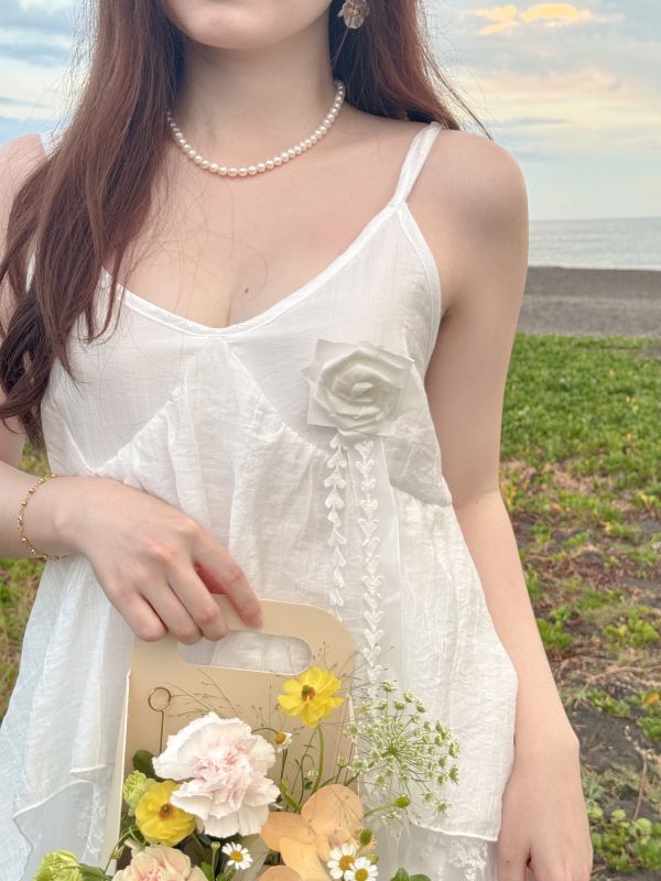 現貨- 本期必買！浪漫玫瑰織花拼紗洋裝 