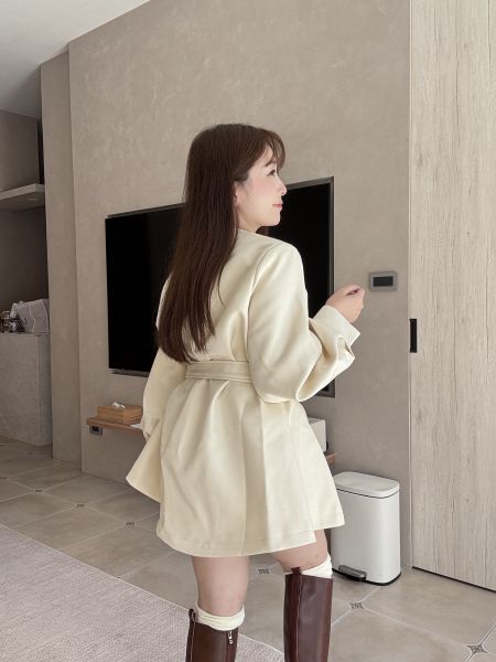 現貨- 法式蓬袖綁帶外套洋 