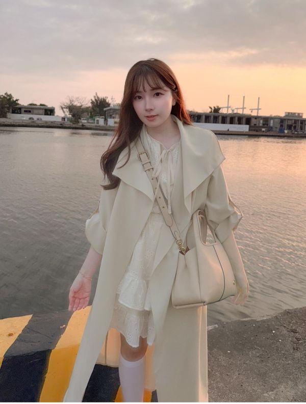 現貨- 本期推薦！翻領厚雪紡外套 