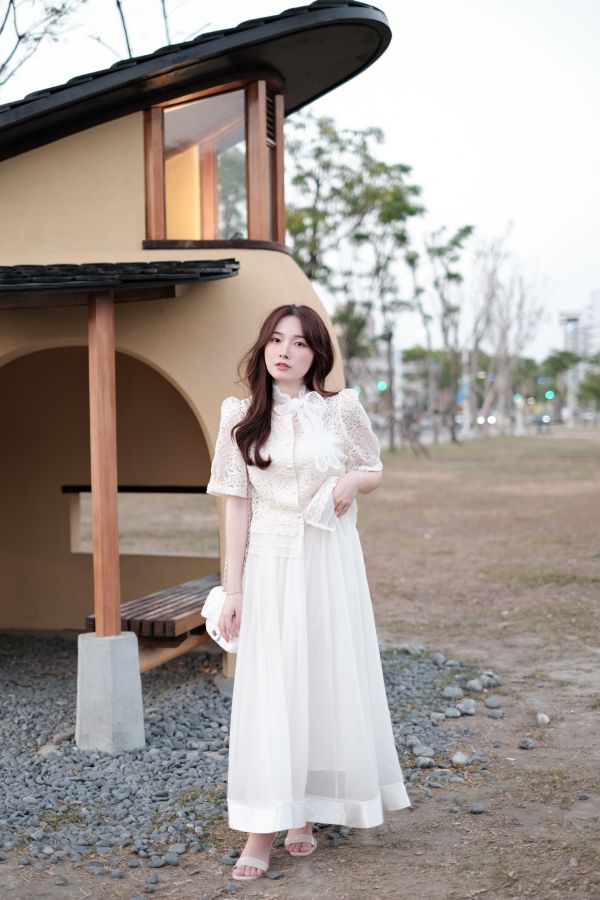 現貨- 婚紗首選！韓系緞面歐根紗裙 