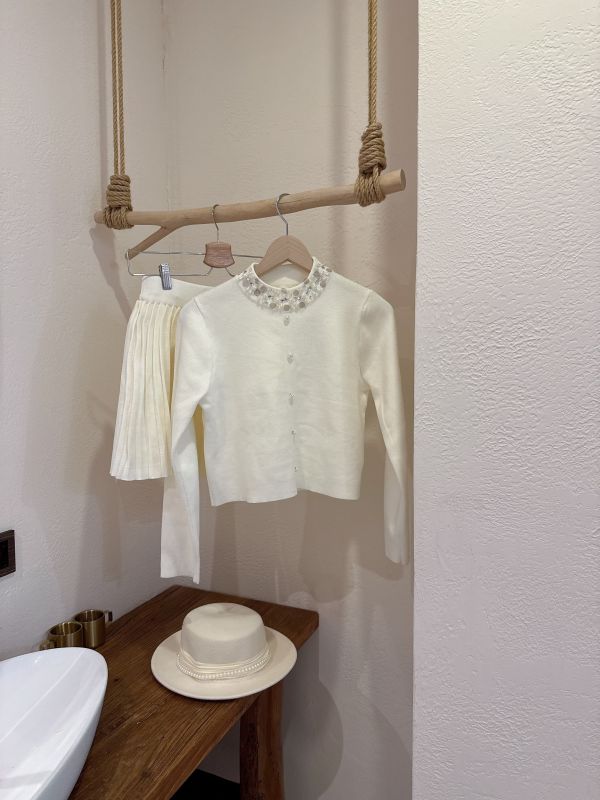 現貨- 外套百搭款！珍珠亮片領套裝裙 