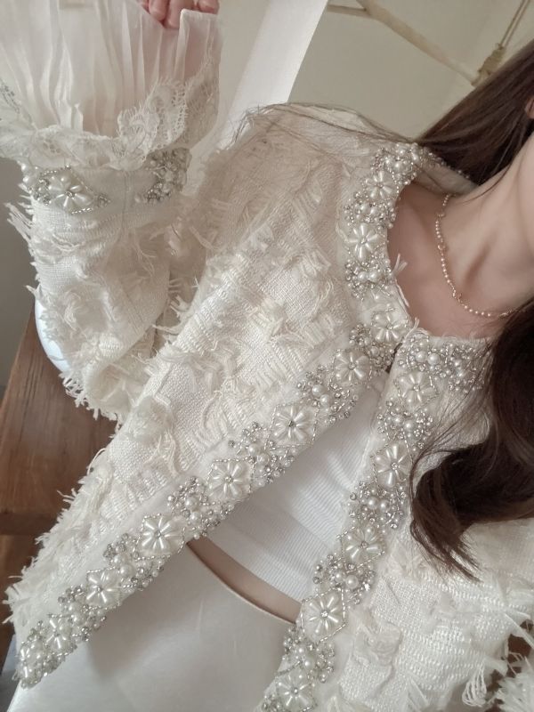 現貨- 闆娘自留！高訂製蕾絲珍珠小香外套 