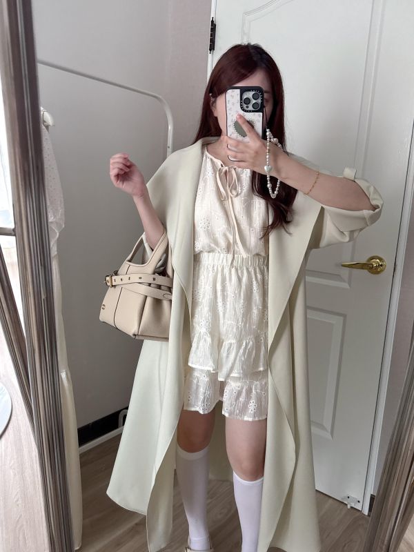 現貨- 綁帶提花套裝蛋糕裙褲 