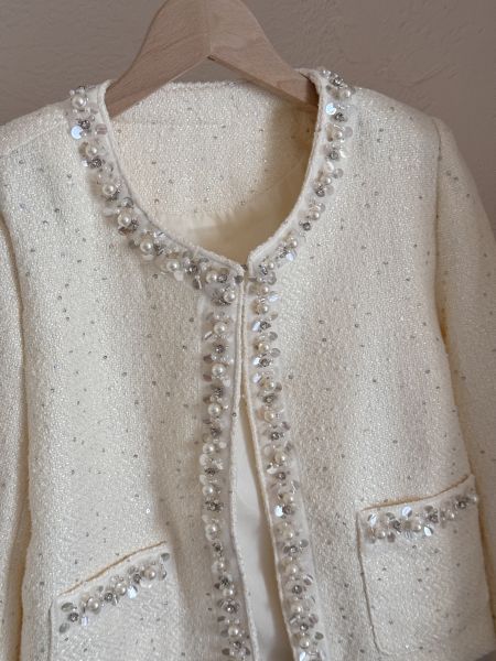 現貨- 小千金珍珠亮片小香外套 