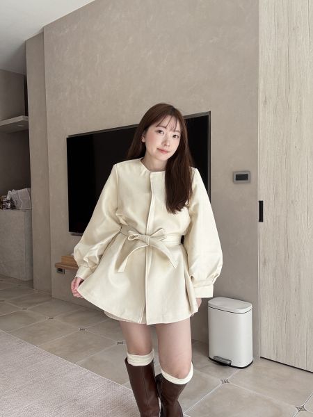 現貨- 法式蓬袖綁帶外套洋 