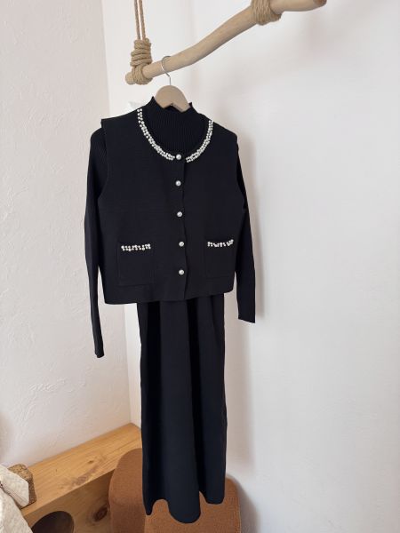 現貨- 必帶款！氣質珍珠針織套裝 