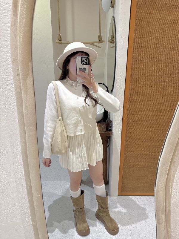 現貨- 外套百搭款！珍珠亮片領套裝裙 