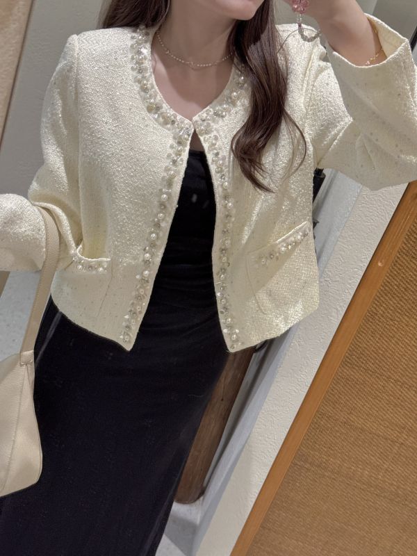 現貨- 小千金珍珠亮片小香外套 